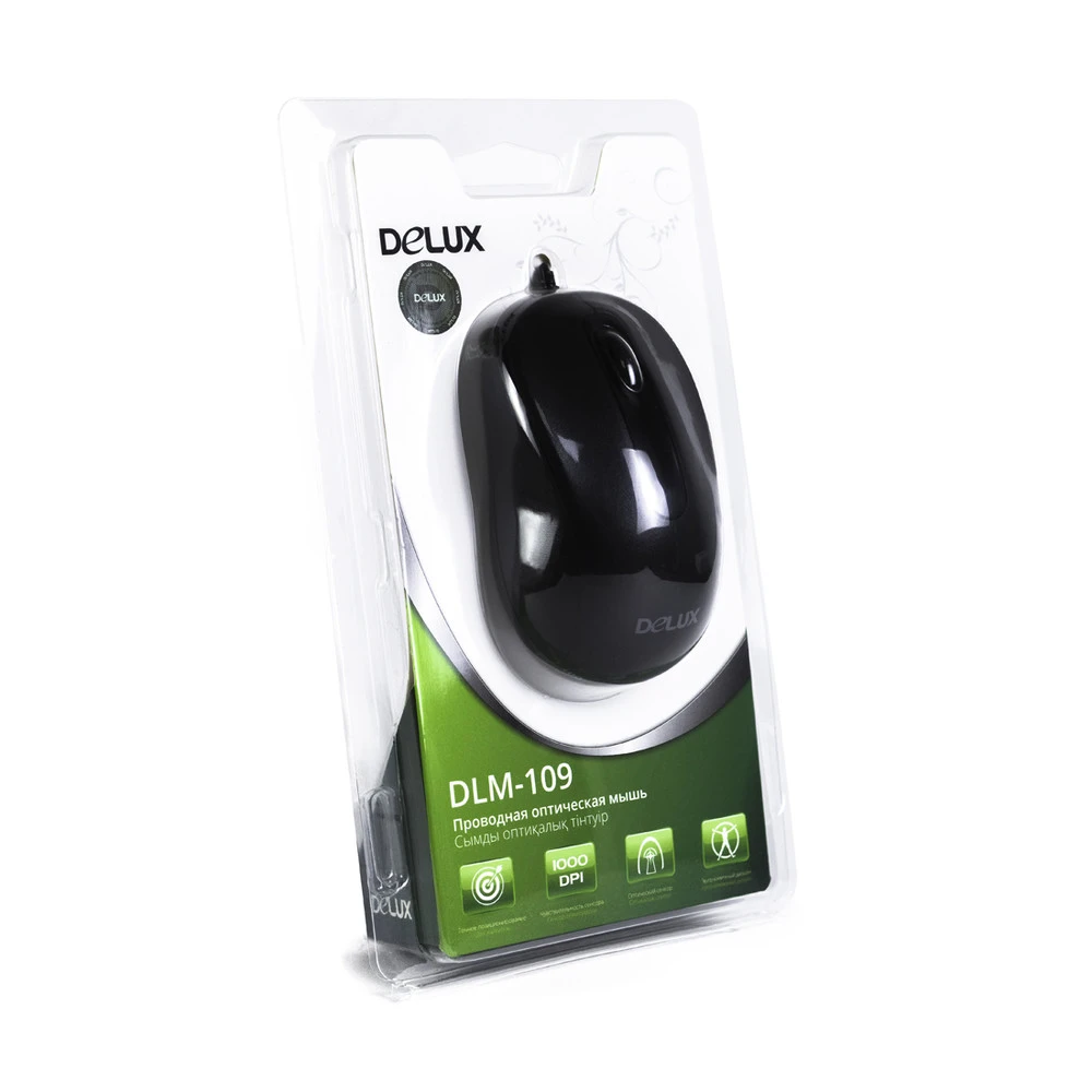 Мышь Delux DLM-109OUB, оптическая, 1000dpi, USB, чёрная — 4