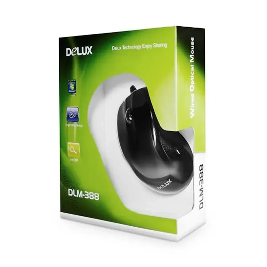 Мышь Delux DLM-388OUB 3D, оптическая, 800dpi, USB, чёрная — 3