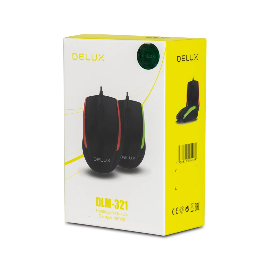 Мышь Delux DLM-321OGB, беспроводная 2.4ГГц, 800/1600dpi, чёрно-зелёный — 3