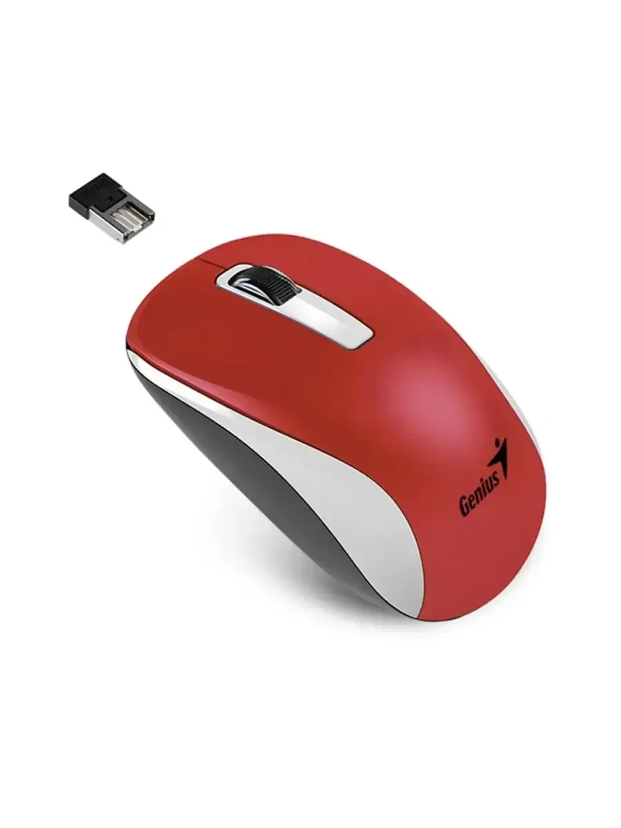 Мышь Genius NX-7010, беспроводная 2.4ГГц, 1600dpi, бело-красный