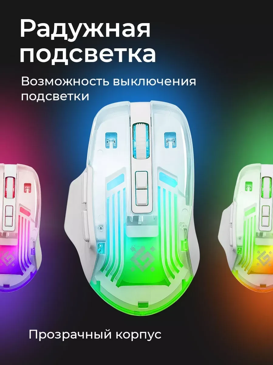 Мышь Defender Astro Elite GM-056, беспроводная, 1200-3200 dpi, белая — 4