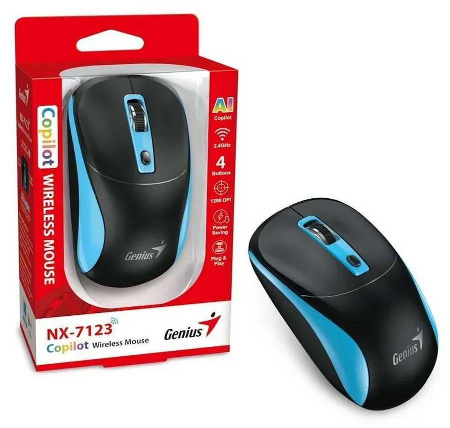 Мышь Genius NX-7123 чёрная+синяя, 2.4GHz, 1200dpi — 5