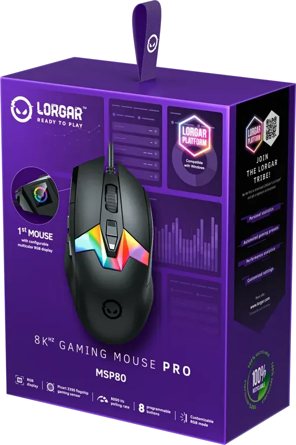 Мышь LORGAR MSP80 8000 Hz Pro, чёрная — 2