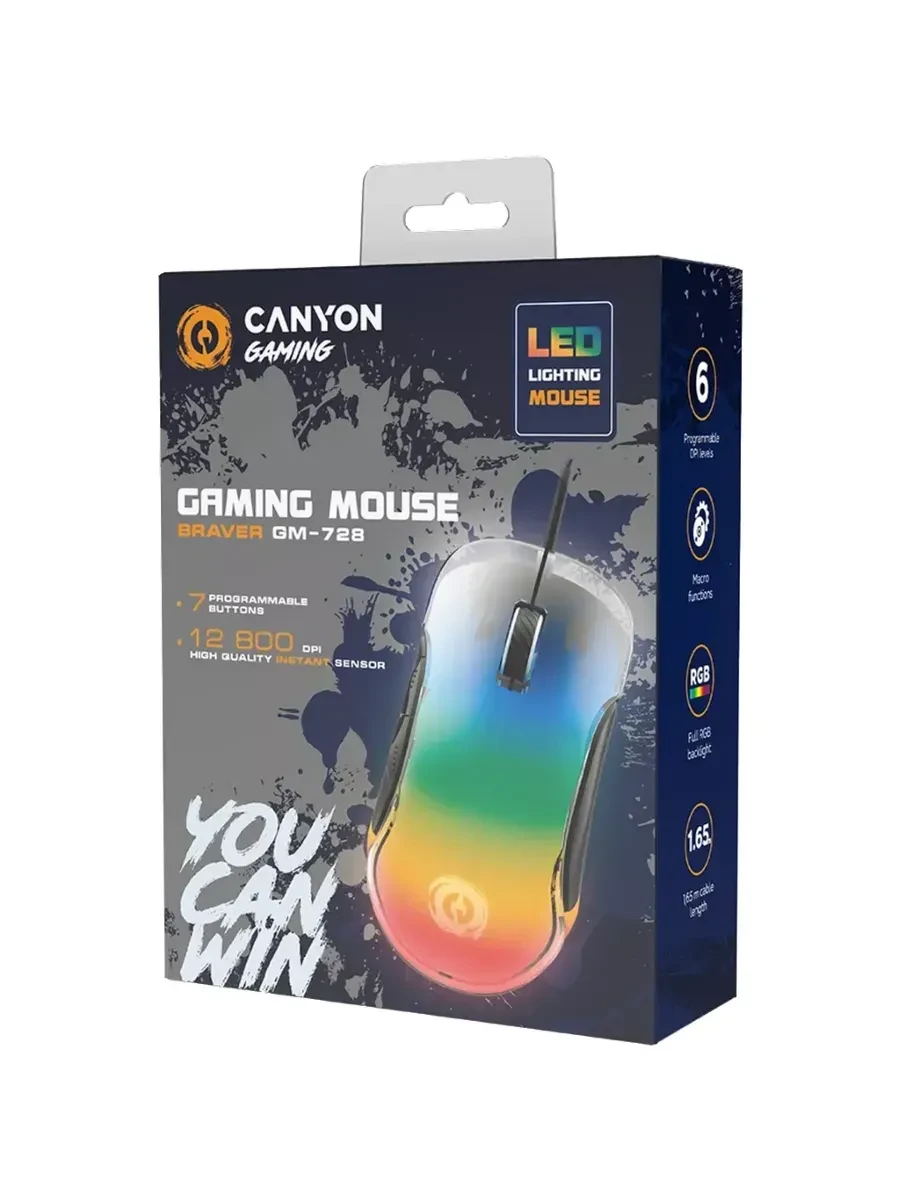Мышь CANYON Braver GM-728 LED, проводная, чёрная