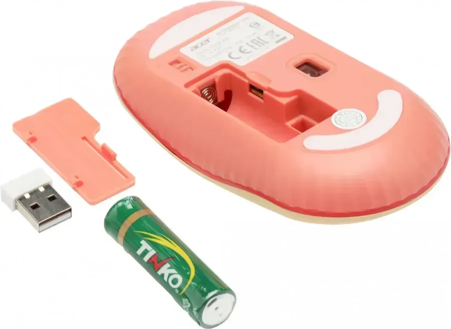 Мышь Acer OMR205, оптическая, 1200DPI, беспроводная, розово-бежевая — 5