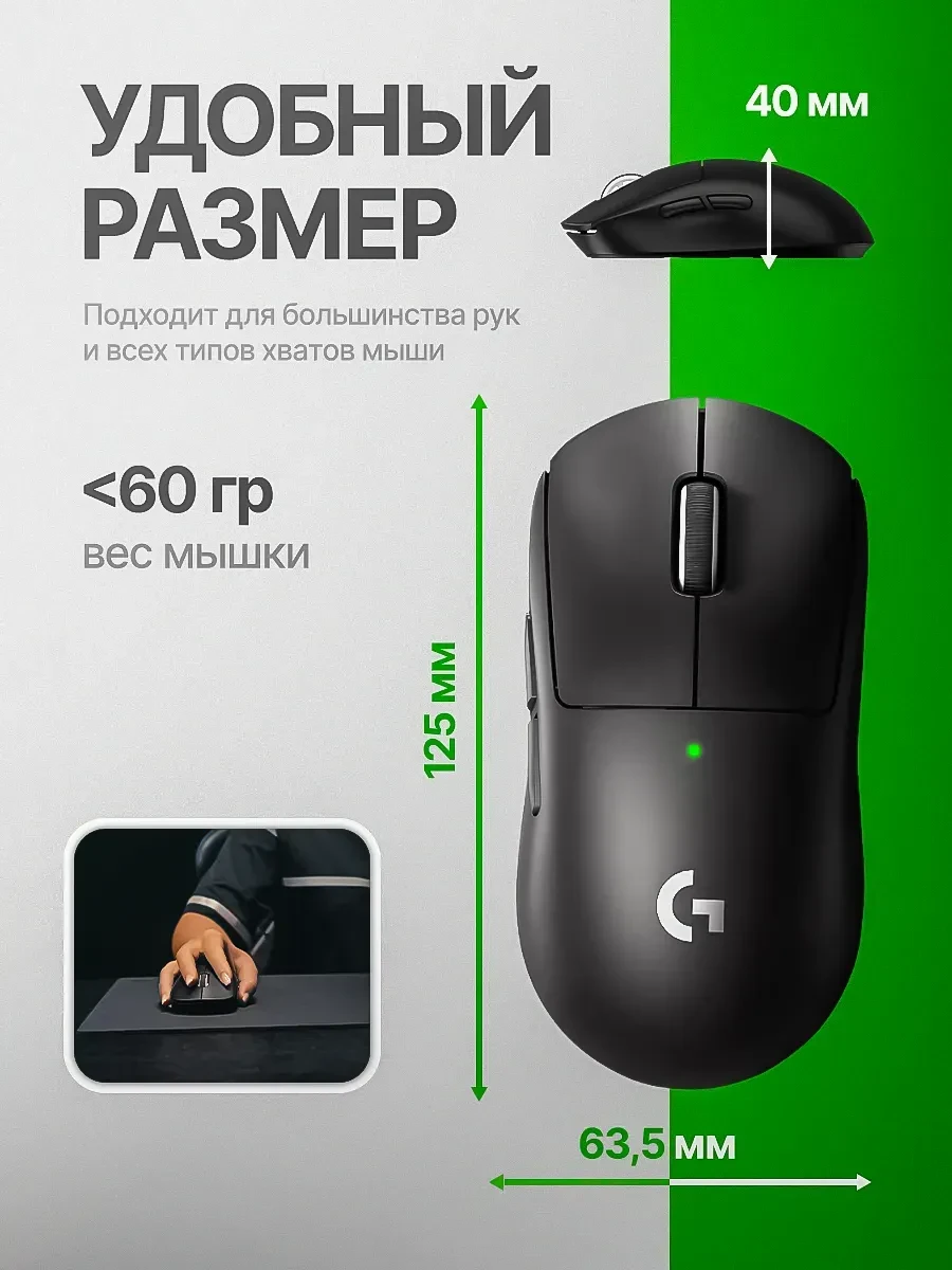 Мышь LOGITECH PRO X SUPERLIGHT 2 SE, 2.4GHz, черная — 4
