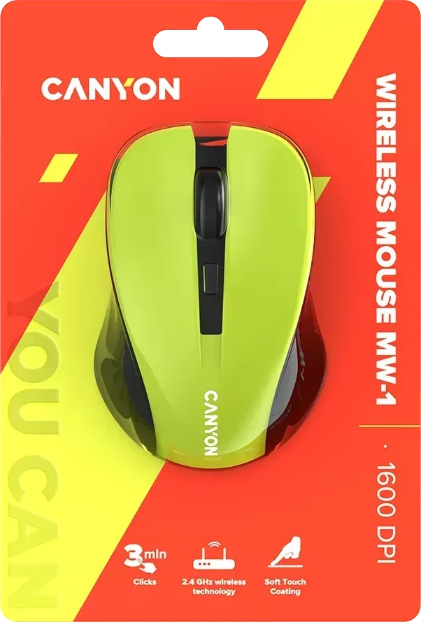 Мышь CANYON MW-1 беспроводная, желтая — 3