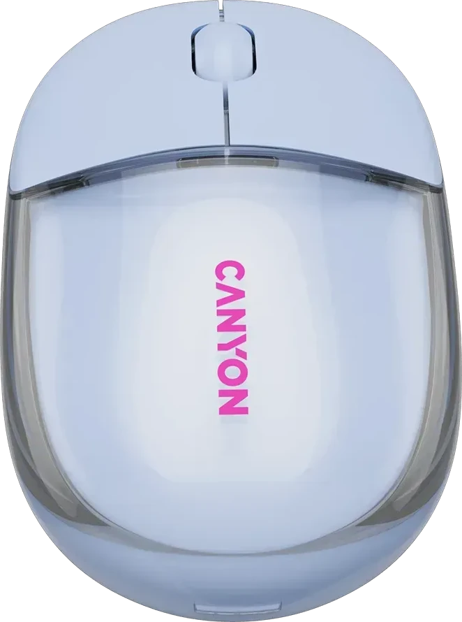 Мышь CANYON OnClick 24, BT/Wireless, прозрачно-синяя