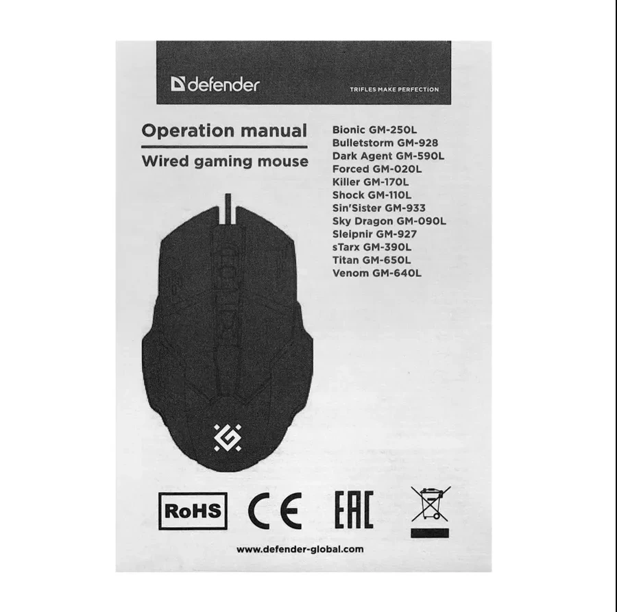 Мышь Defender Bulletstorm GM-928, оптическая, 1200-7200 dpi, 6 кнопок, USB — 3