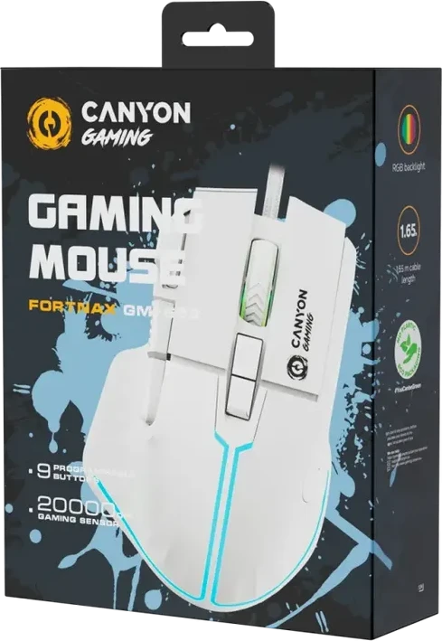 Игровая мышь CANYON Fortnax GM-636 RGB, белая — 3