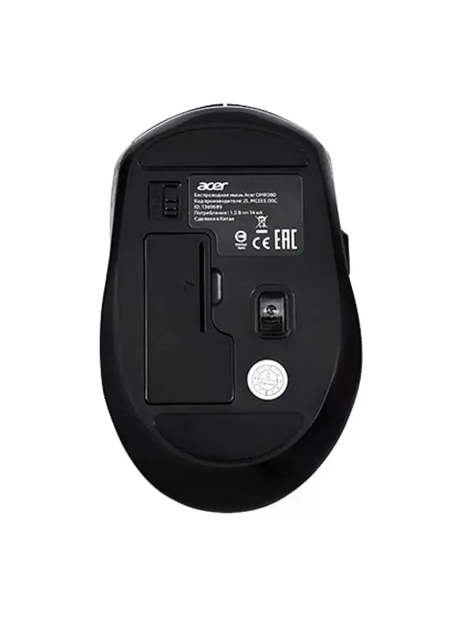 Мышь Acer OMR060, беспроводная, 1600dpi, USB, чёрная — 2