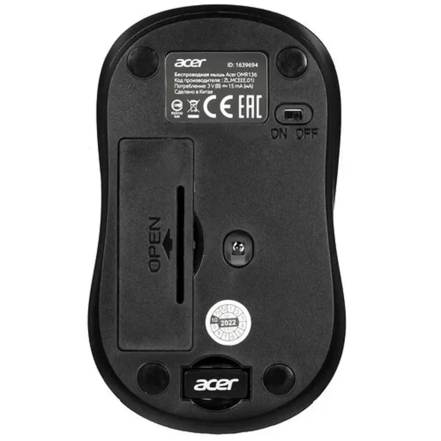 Мышь Acer OMR136, беспроводная, 1000dpi, USB, красная — 5
