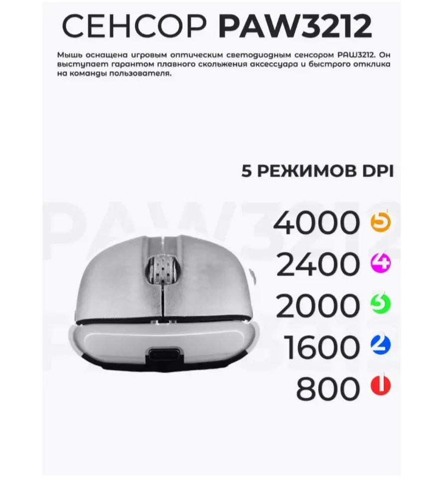 Мышь Attack Shark X5, белая, 4000 DPI — 5