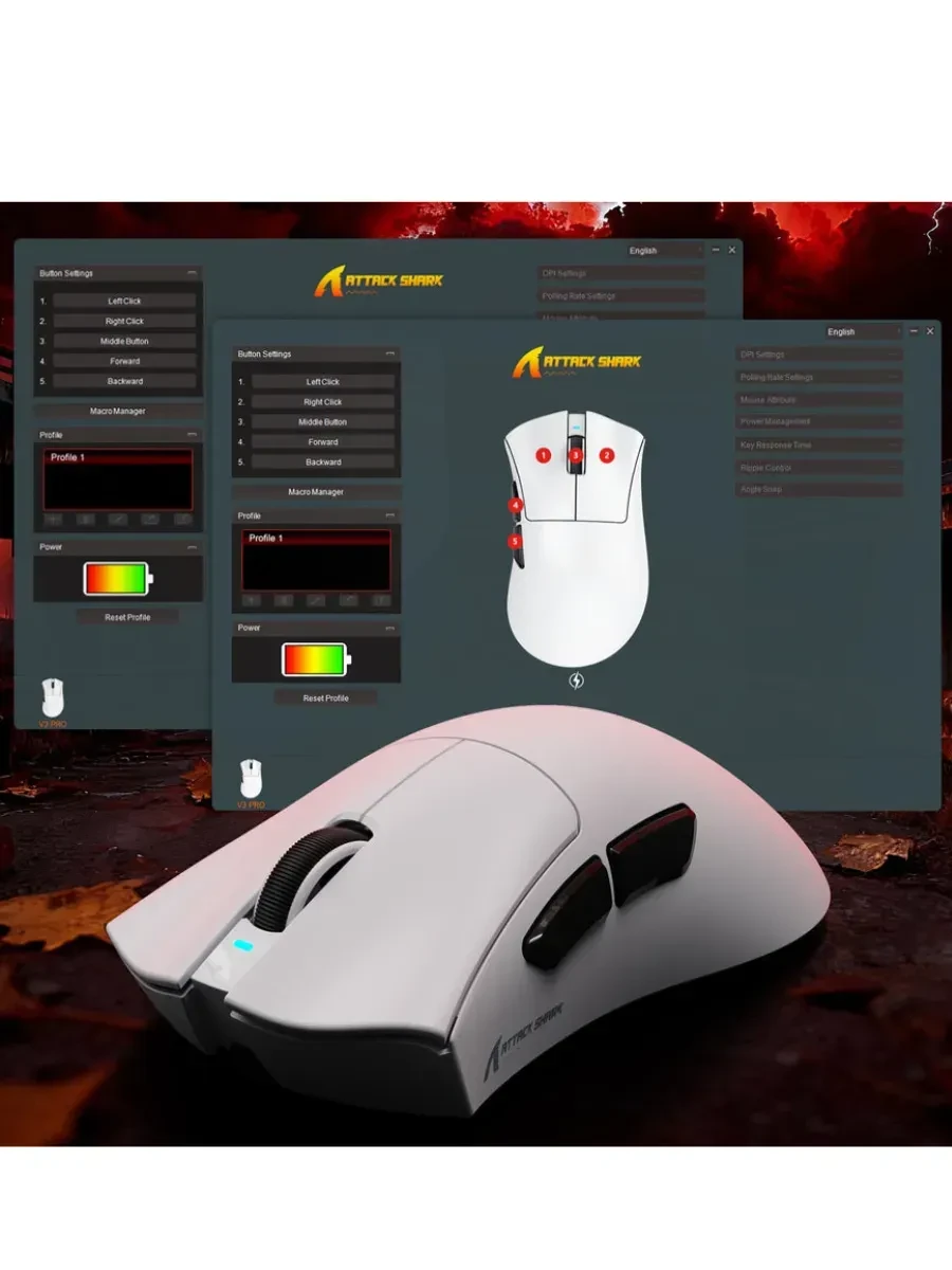 Мышь Attack Shark V3 PRO, белая, 25000 DPI — 3