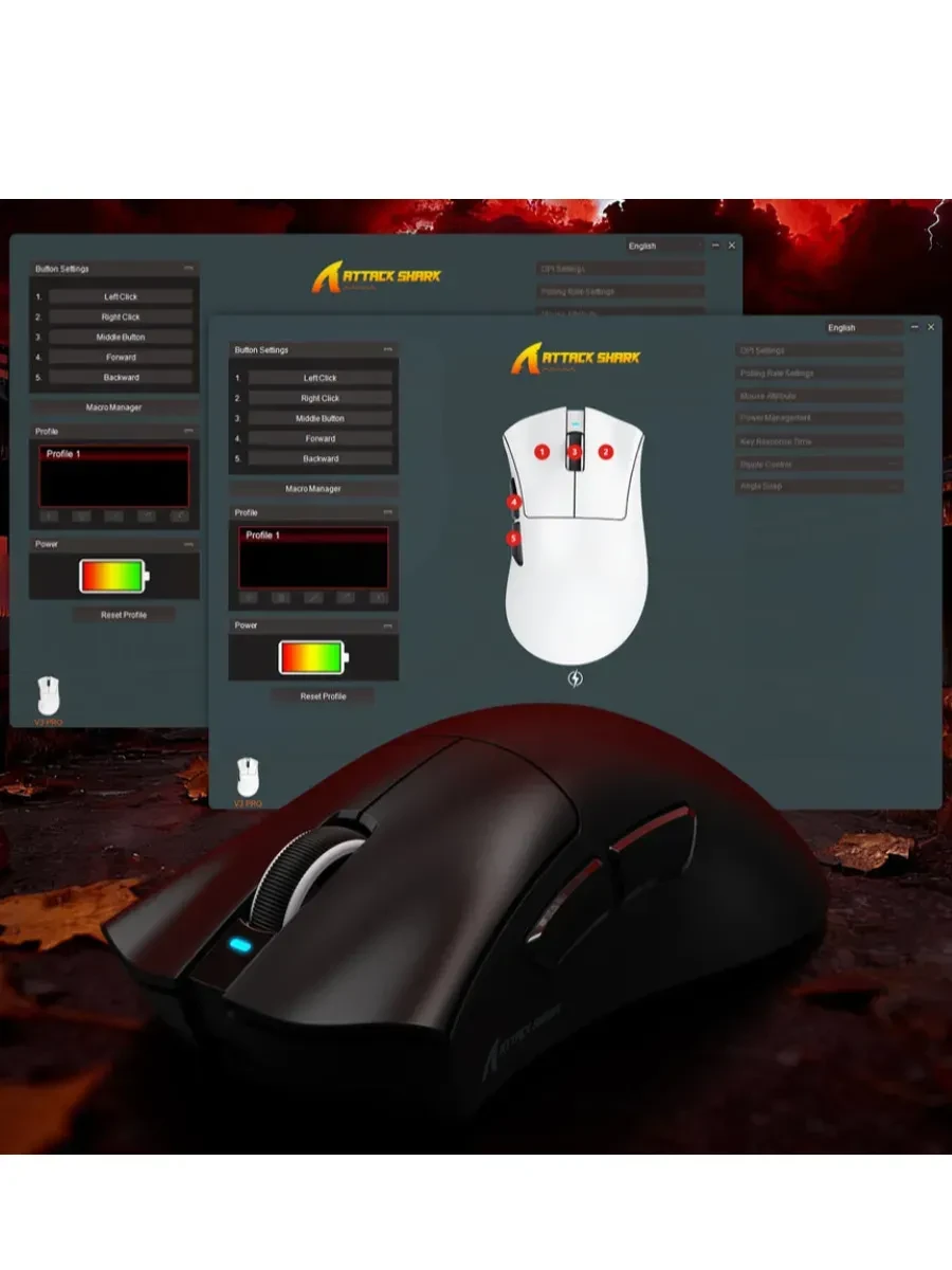 Мышь Attack Shark V3 PRO, чёрная, 25000 DPI — 2