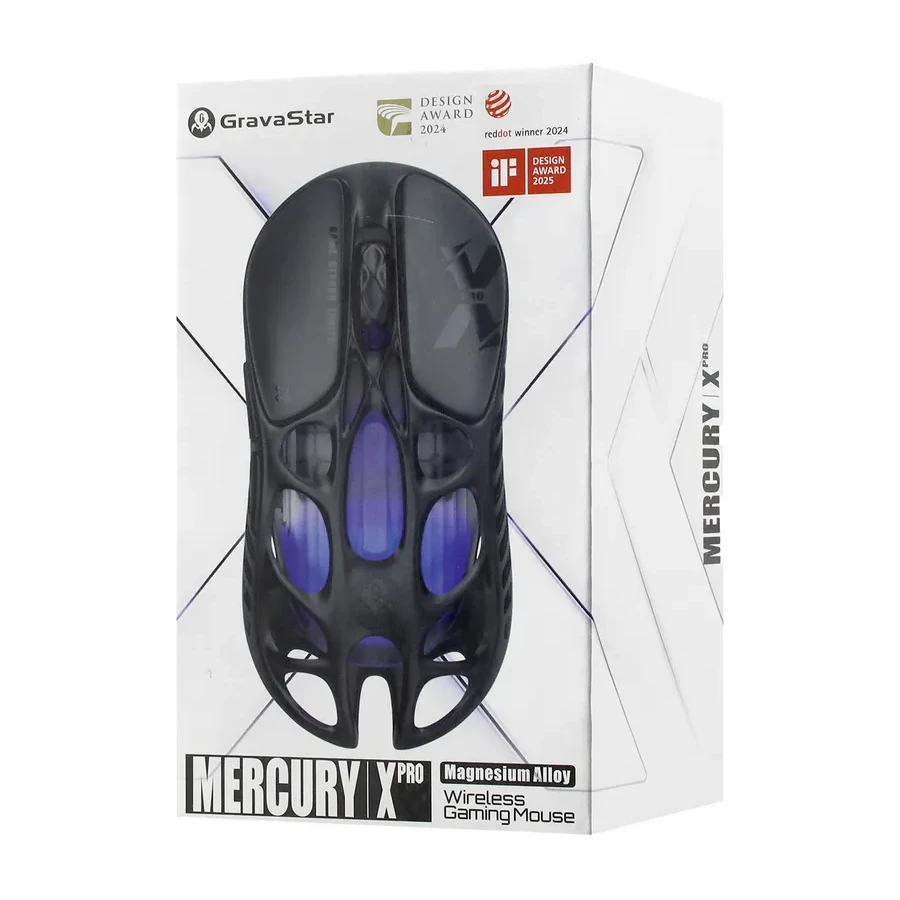 Мышь GravaStar Mercury X Pro 8K, Wireless, BT 5.1/2.4GHz, Optical 32000 dpi, 5 buttons, USB, Black — 5