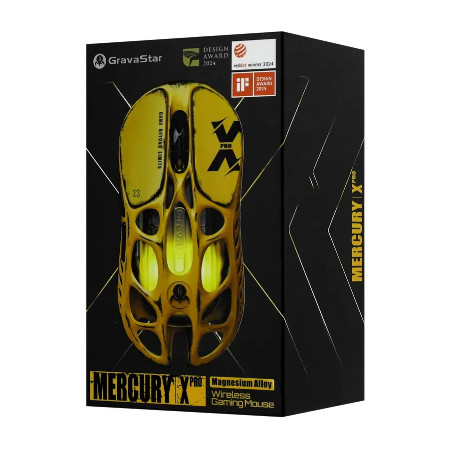 Мышь GravaStar Mercury X Pro 8K, Wireless, BT/2.4GHz/cable, Optical 32000 dpi,5 buttons,USB, Yellow — 5
