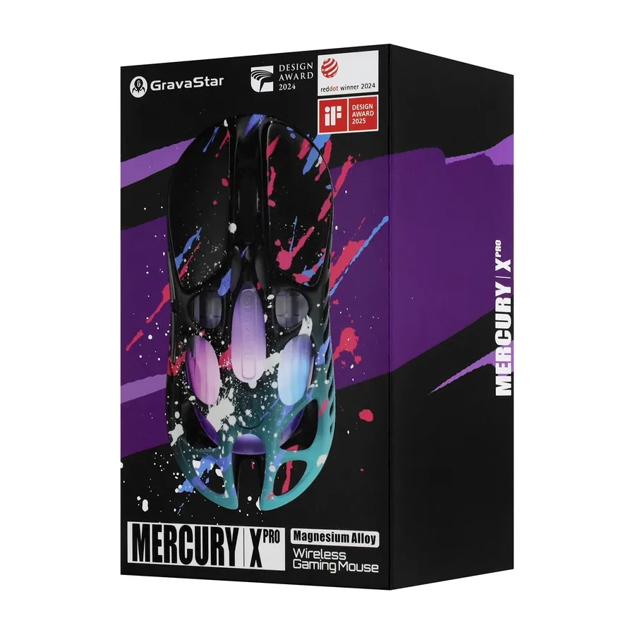 Мышь GravaStar Mercury X Pro, Wireless, BT 5.1/2.4GHz, (PAW 3950) 32000 dpi, 5 buttons, USB, Neon — 5