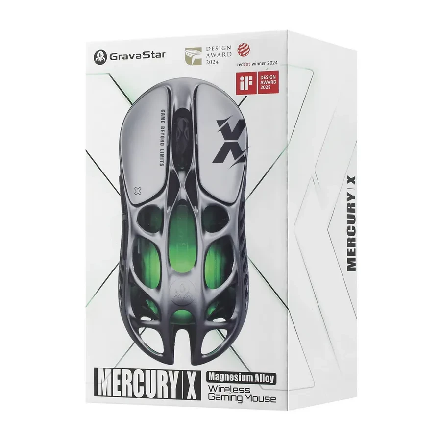 Мышь GravaStar Mercury X, Wireless, BT 5.1/2.4GHz, Optical 32000 dpi, 5 buttons, USB, Grey — 4