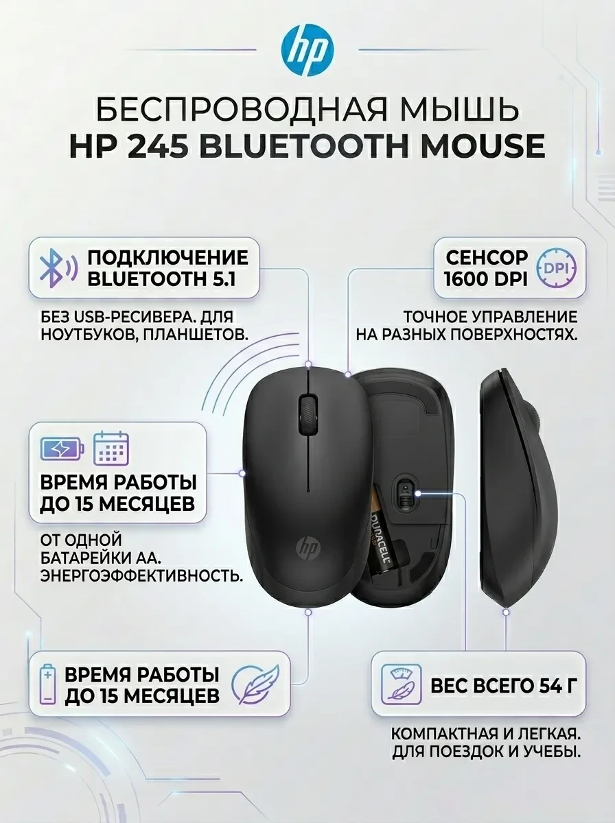 Мышь HP 81S67AA 245 BLK Bluetooth Mouse