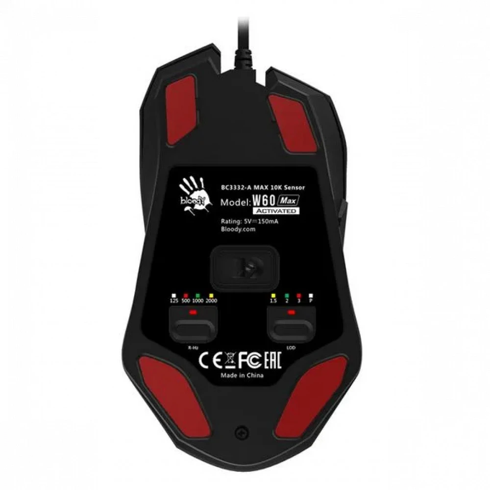Мышь A4Tech Bloody W60 Max Activated, Gradient Red, Wired, Gaming, Optical, 10000dpi, Backligh, USB — 4