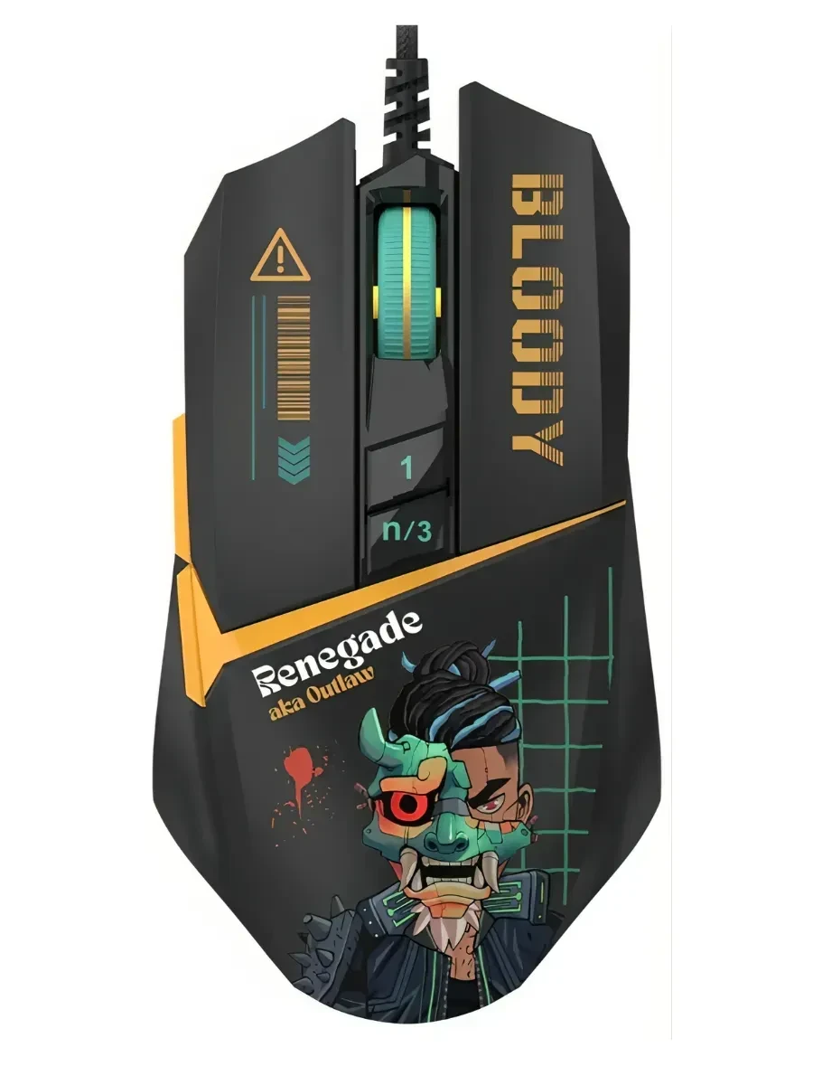 Мышь A4Tech Bloody W63 Max Renegade Black Midnight,Wired,Gaming,Optical,12000dpi, RGB backlight, USB — 2