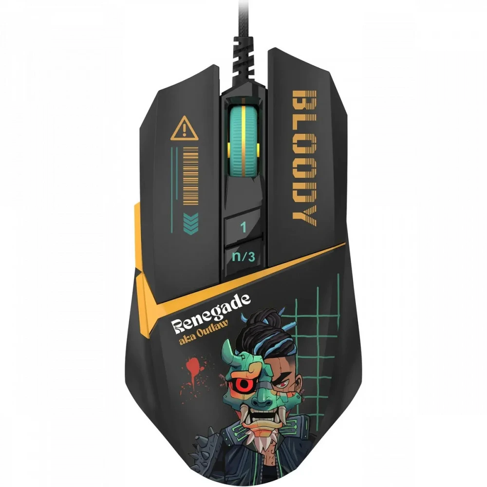 Мышь A4Tech Bloody W63 Max Renegade Black Midnight,Wired,Gaming,Optical,12000dpi, RGB backlight, USB — 3