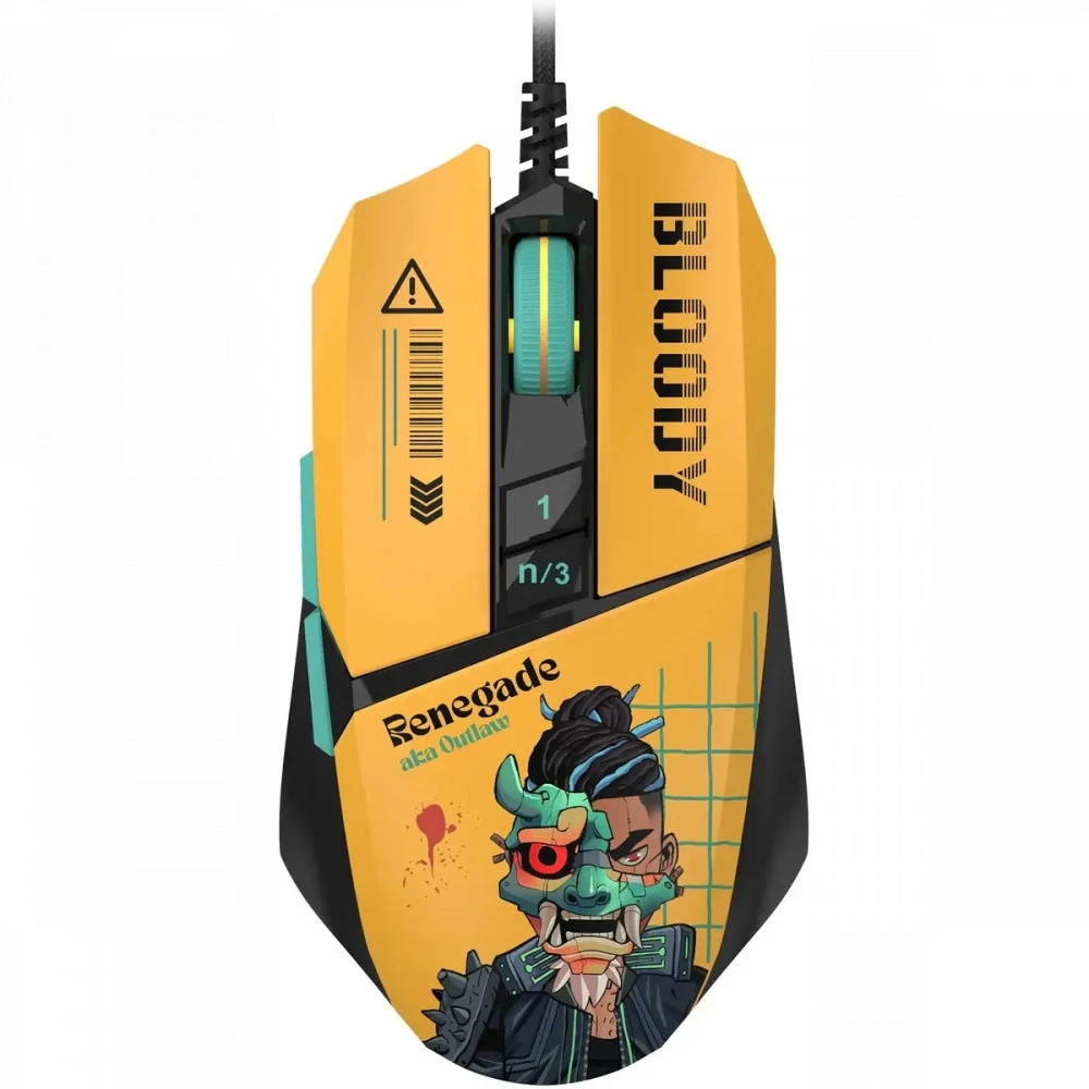 Мышь A4Tech Bloody W63 Max Renegade Yellow Sunset,Wired,Gaming,Optical,12000dpi,RGB backlight, USB — 5