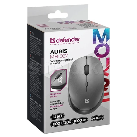 Мышь Defender Auris MB-027, Grey, USB