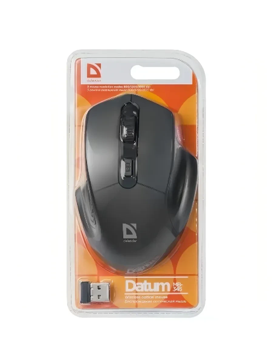 Мышь Defender Datum MB-345, Black, Wireless, Optical, 1600dpi, 2 x AAA, USB — 5