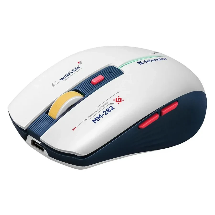 Мышь Defender Dila MM-282, White-Blue, Wireless, Optical, 1800dpi, 500mAh, USB — 5