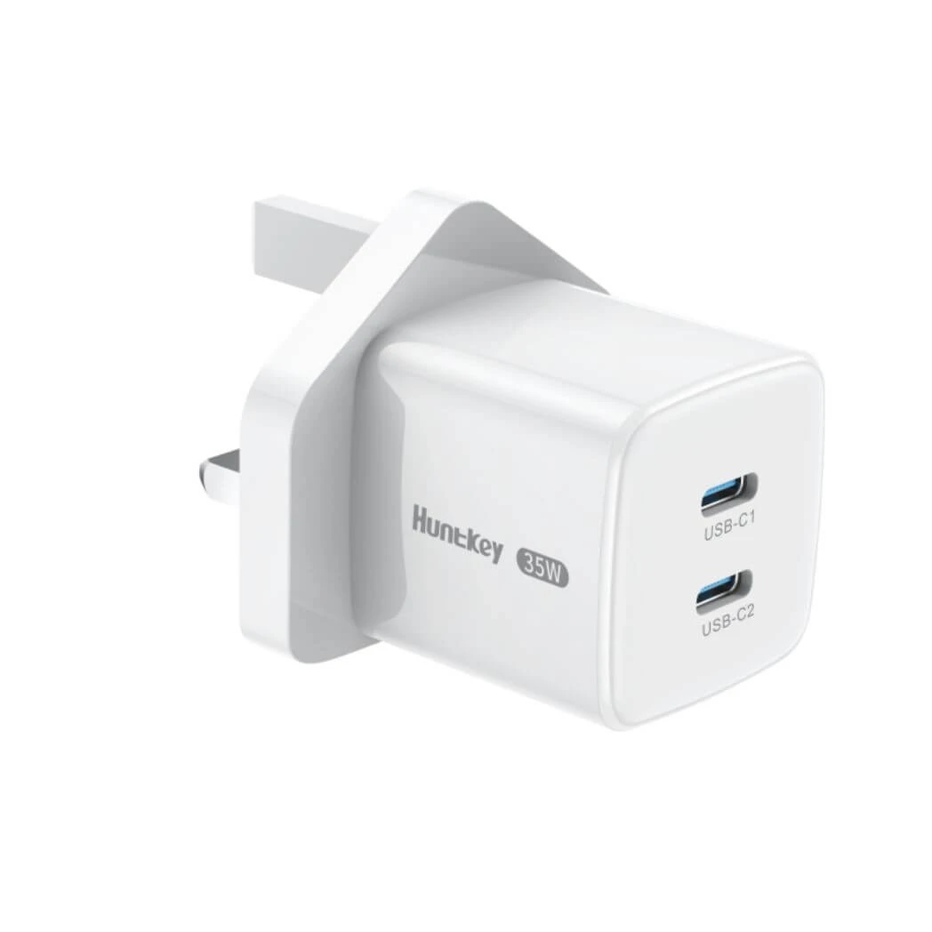 Зарядное устройство Huntkey G35 Pro, 35W, Input 100-240V~50/60Hz, Output: 5V/3A-20V1.5A, Port: 2C — 2