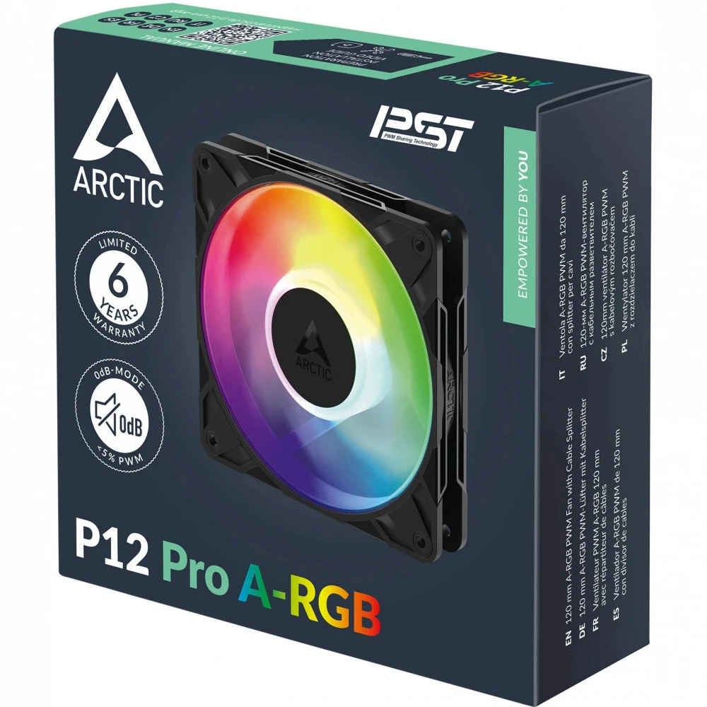 Кулер для корпуса ARCTIC P12 Pro A-RGB (Black), ACFAN00309A, 12cm, 600-3000rpm, 4Pin, Fluid Dyn. — 5
