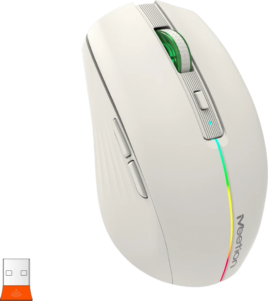 Мышь Meetion BTM002 Khaki, Wireless, Оптическая, 1600DPI, 5 Button, Аккумуляторная, USB, 2.4 GHz/BT — 2