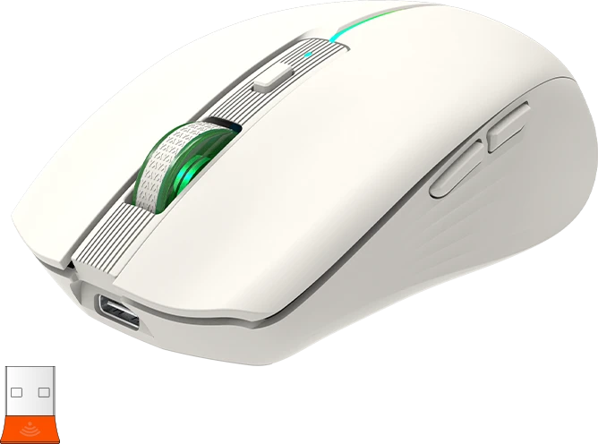 Мышь Meetion BTM002 Khaki, Wireless, Оптическая, 1600DPI, 5 Button, Аккумуляторная, USB, 2.4 GHz/BT — 3