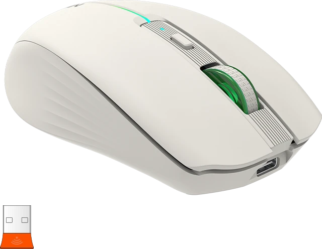 Мышь Meetion BTM002 Khaki, Wireless, Оптическая, 1600DPI, 5 Button, Аккумуляторная, USB, 2.4 GHz/BT — 5