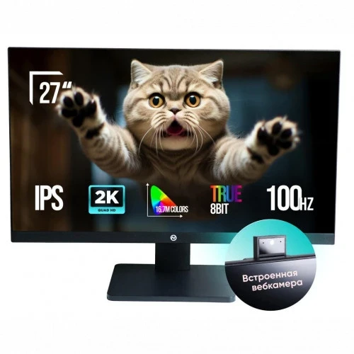 Монитор 27" ONVYX ONMR292K100B169F, QHD, IPS, Grade A+, 100Hz, 300 cd/m2, HDMI/DP, Cam-3MP, 2x3W