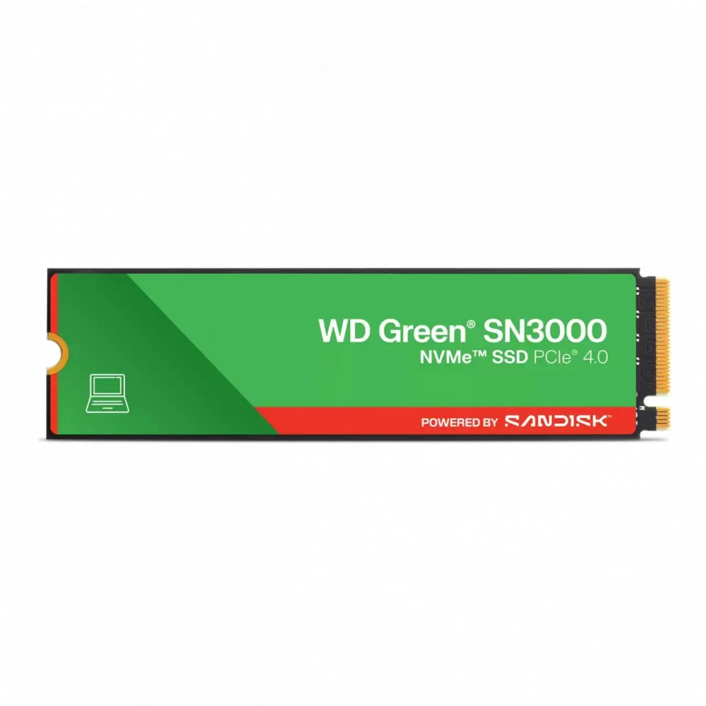 Твердотельный накопитель SSD 1 Tb M.2 2280 WD Green SN3000 NVMe PCIe4x4, R5000/W4200, TBW:150 (bulk)