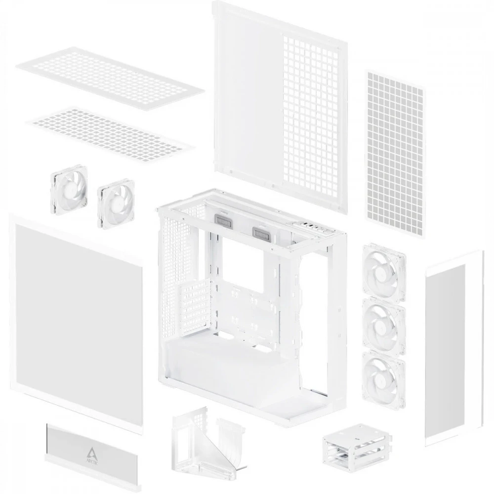 Компьютерный корпус Arctic Xtender VG White(Clear Glass), 5 ARGB FAN, USB-C, 2xUSB-A, E-ATX — 5
