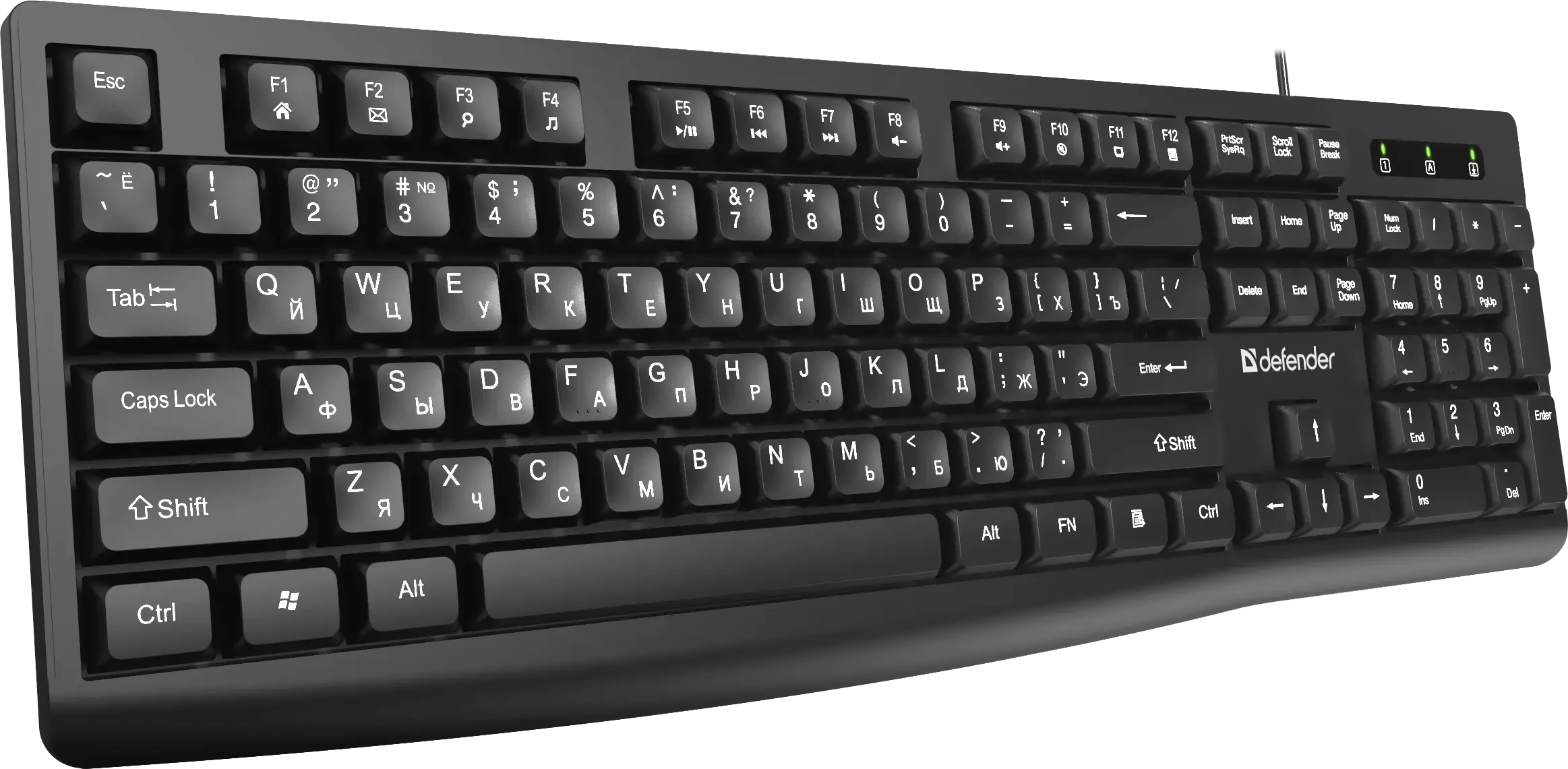 Клавиатура Defender Navigator HB-138 black, 104-key, мембранная, USB 1.8м