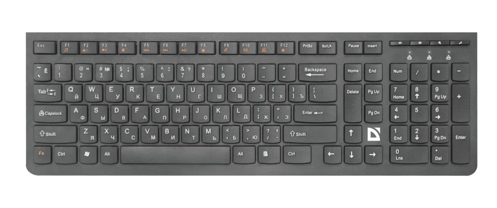 Клавиатура Defender UltraMate SM-535 black, 108-key, мембранная, 2AAA, wireless 2.4GHz