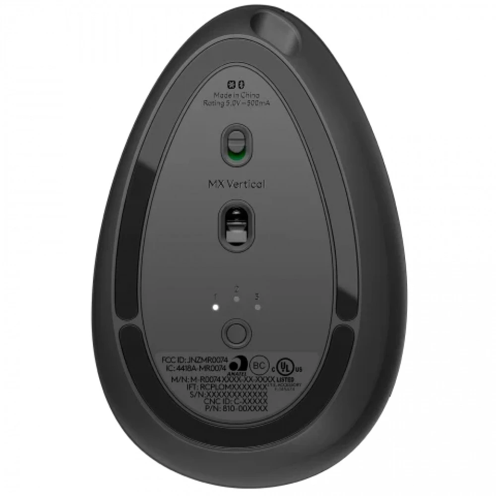 Мышь Logitech MX Vertical, Black-Silver, Wireless, Optical, 4000dpi, BT, USB — 5