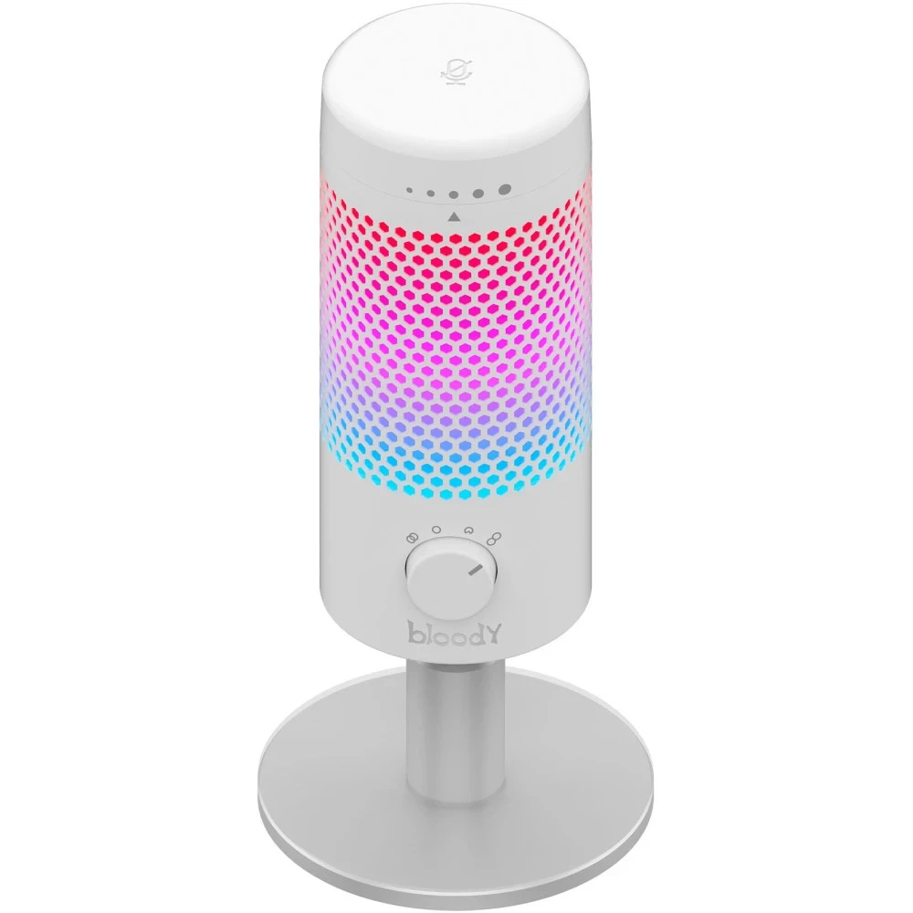 Микрофон A4Tech Bloody GM50 Pro, 20Hz-20kHz, 37dB, USB Type-C, 2.5m, RGB, White — 3