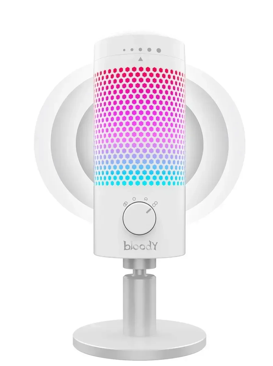 Микрофон A4Tech Bloody GM50 Pro, 20Hz-20kHz, 37dB, USB Type-C, 2.5m, RGB, White