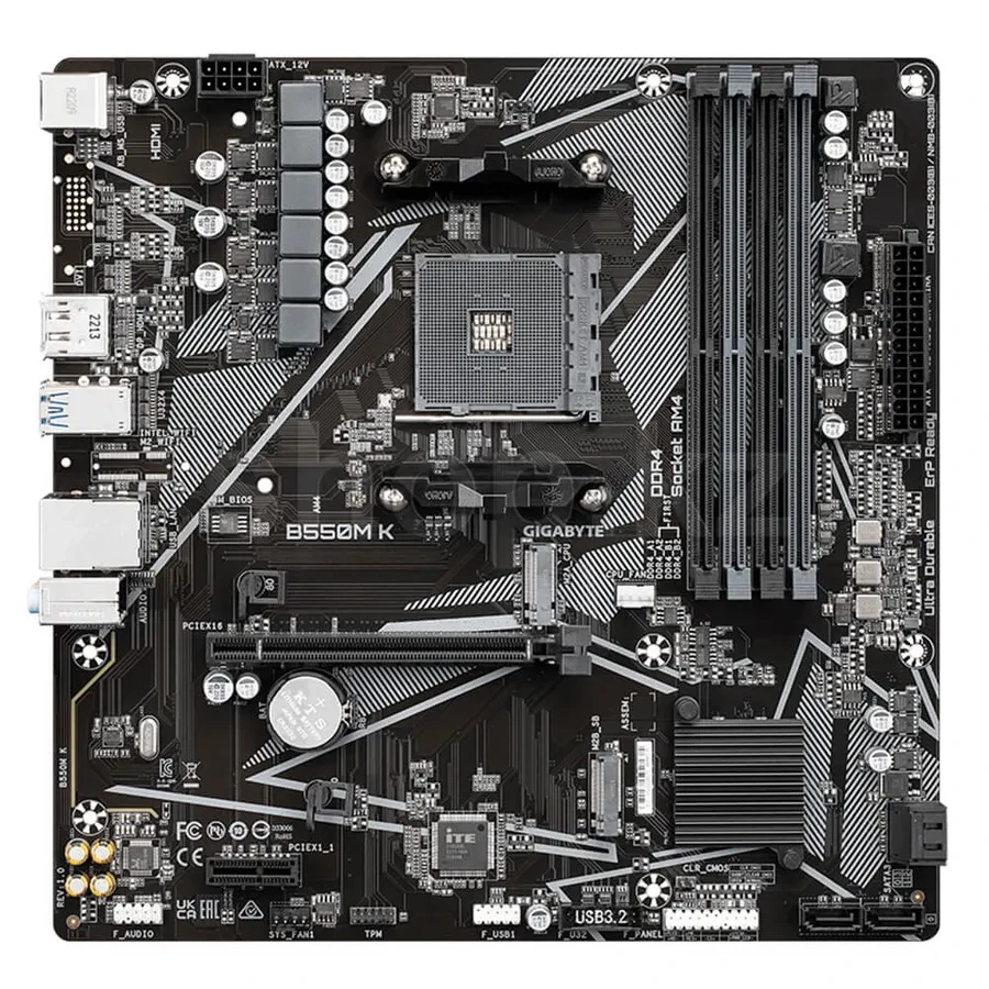 Материнская плата Gigabyte B550M K, AM4, DDR4, mATX — 2