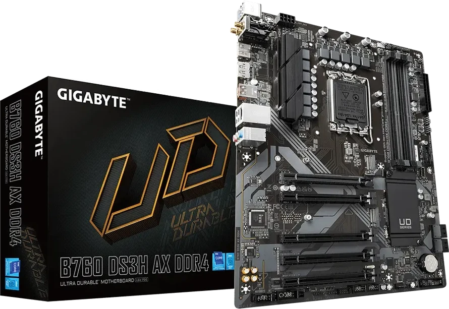 Материнская плата GIGABYTE B760 DS3H AX DDR4, LGA1700, DDR4, ATX