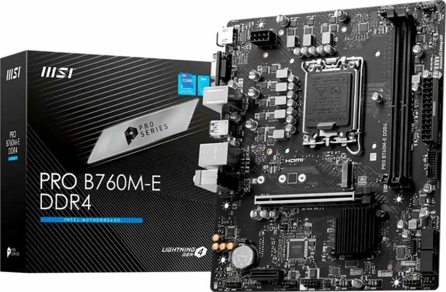 Материнская плата MSI PRO B760M-E DDR4, LGA1700, DDR4, mATX