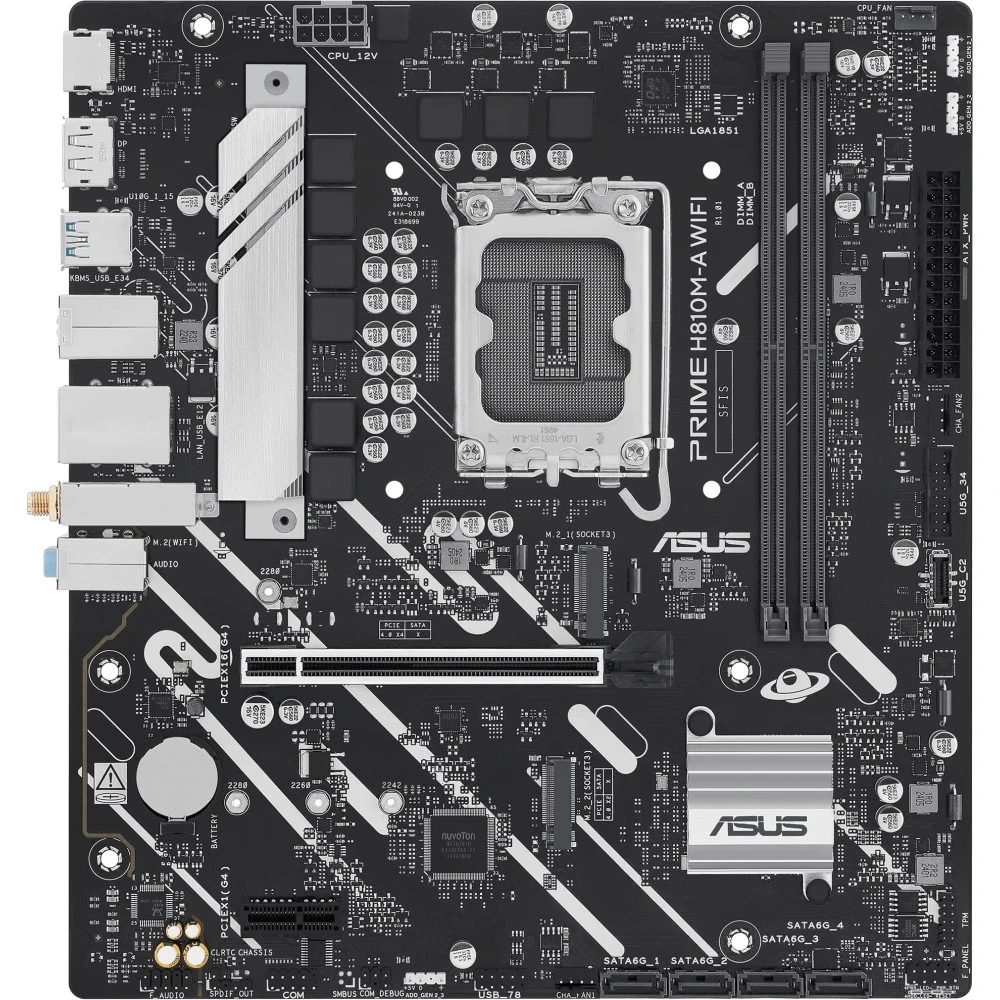 Материнская плата ASUS PRIME H810M-A WIFI, LGA1851, 2xDDR5, mATX — 5