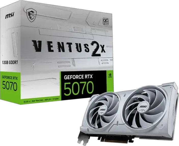 Видеокарта MSI GeForce RTX 5070 VENTUS 2X, 12GB GDDR7, белая