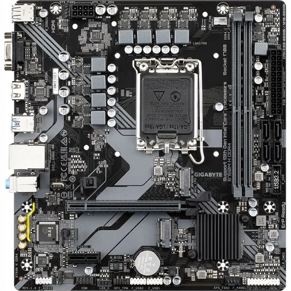 Материнская плата Gigabyte B760M H DDR4, LGA1700 — 2